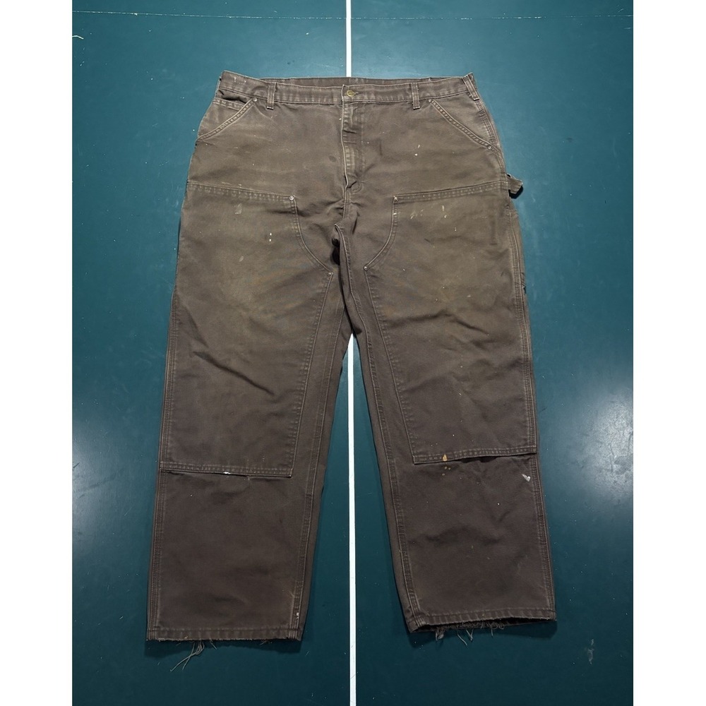 Carhartt Double Knee Canvas Carpenter Pants Men's 42x30 Brown B136 DKB Workwear